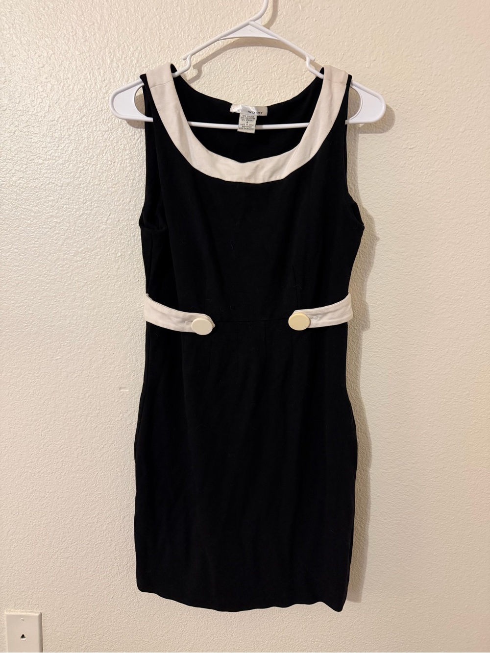 WD.NY Black Mini Sheath Dress with Cream Trim